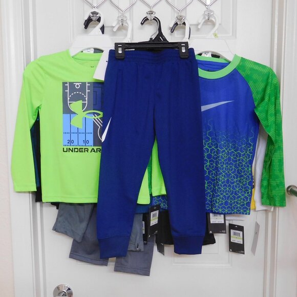 NWT 11pc Nike Under Armour Long Sleeve Shirts Pants Joggers sz 4 4t - Picture 1 of 8